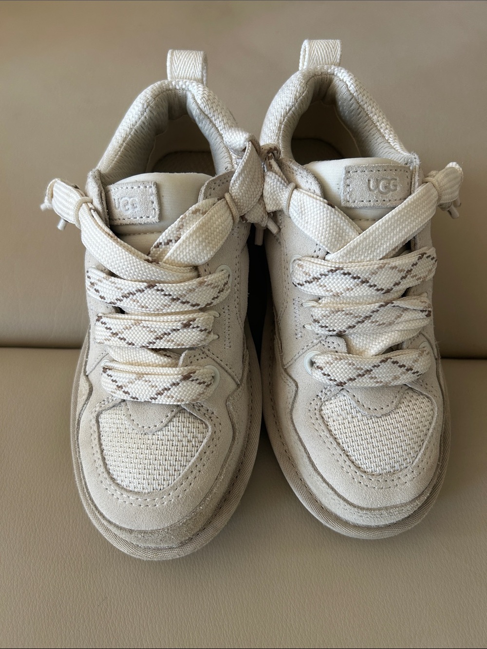 UGG Kids Cream Suede & Mesh Sneakers